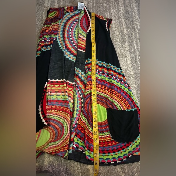 Parsley & Sage Sleeveless Waterfall Cardigan Size M Bright Colorful Art To Wear - Picture 8 of 8